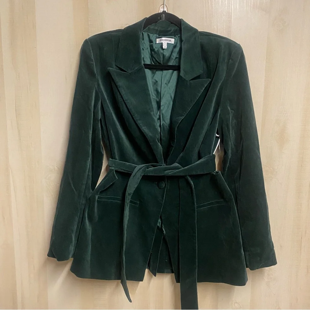 Good American Green Velvet Holiday Blazer Size Large - Picture 3 of 12